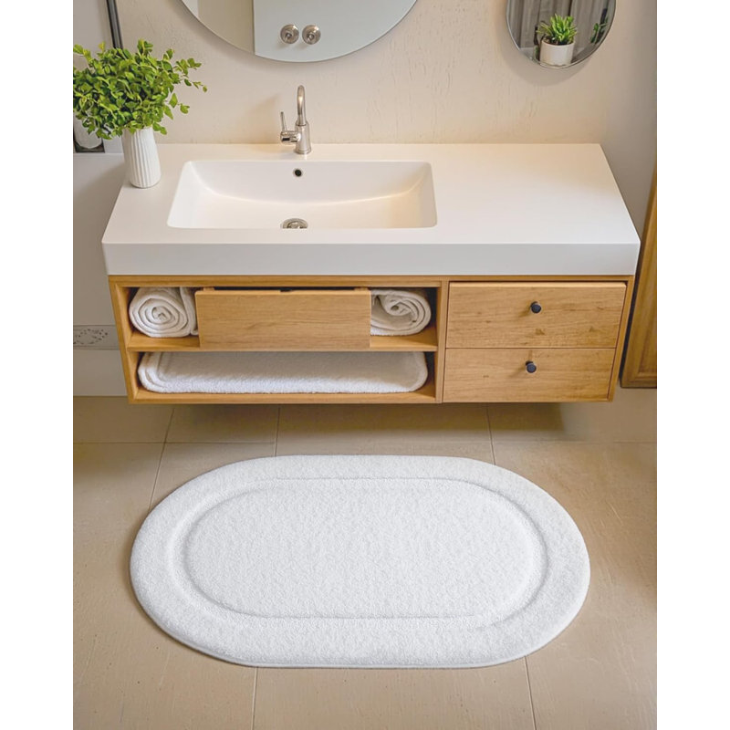 Non-Slip Bath Rug, 40cm W x 60cm L, White