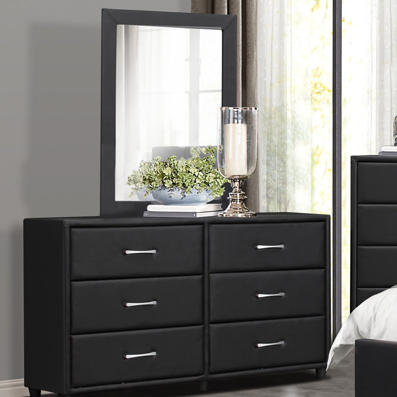 Commode au design contemporain en similicuir 1 pièce 6 tiroirs 6X