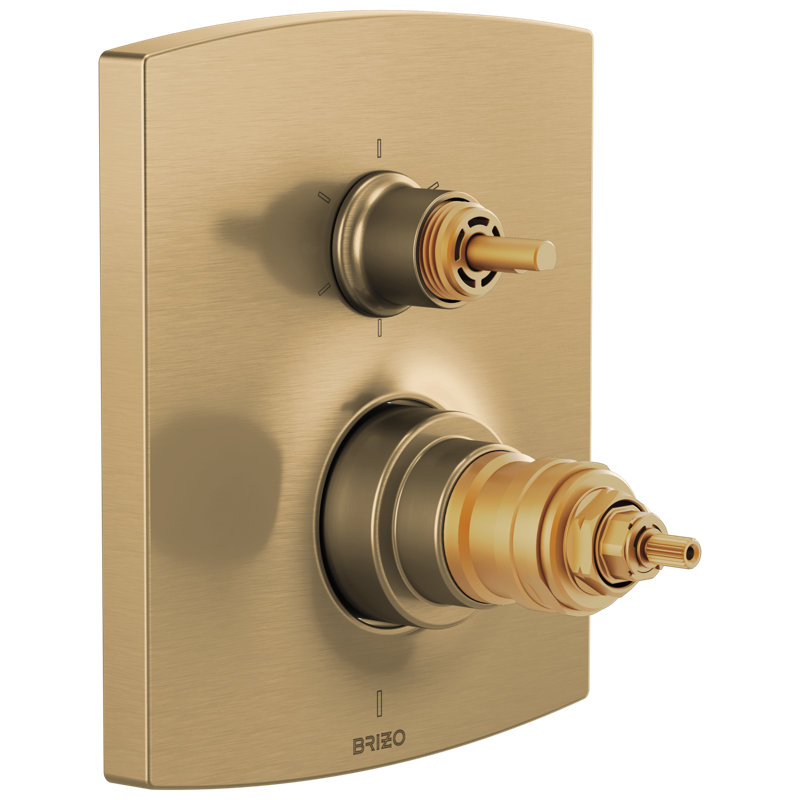 Kintsu® TempAssure® Thermostatic Valve with Integrated 6-Function Diverter Trim, Lever, Luxe Gold