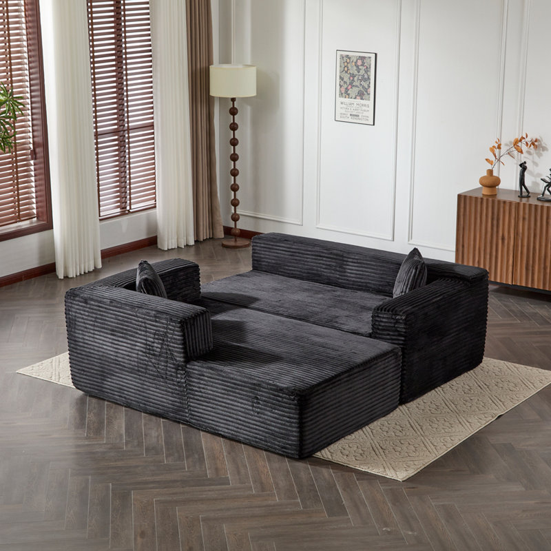 Canapé modulaire à compression avec méridienne Boneless, Noir