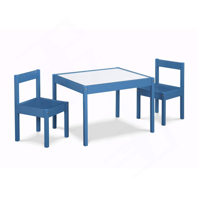Ensemble 3 pièces de table et deux chaises effaçables pour enfant, bleu foncé, Navy