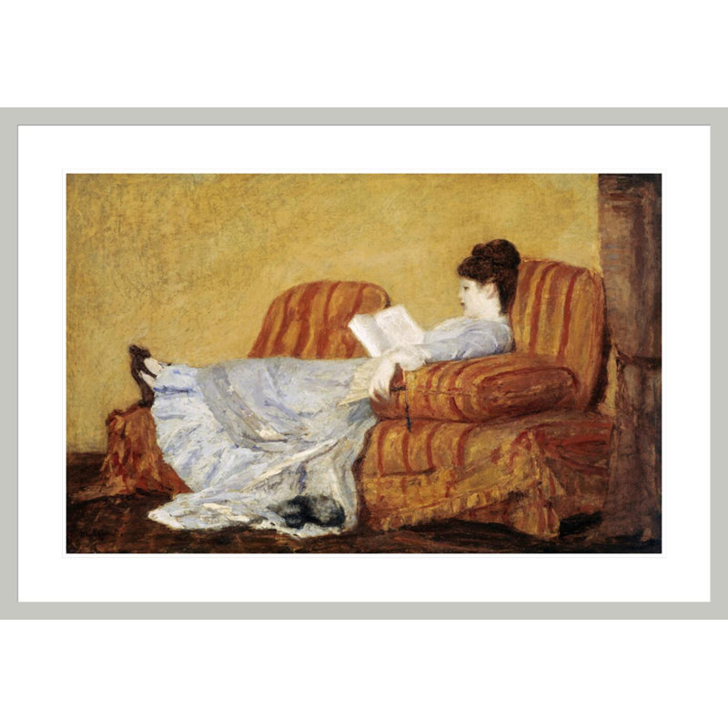 «Young Lady Reading» par Mary Cassatt, impression giclée sur cadre, H 29,23 po x l 41,5 po
