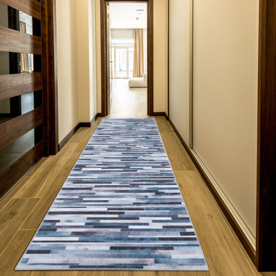 Tapis moderne à rayures géométriques lavable à la machine