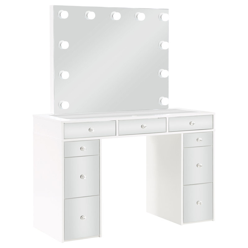 Regina Makeup Vanity Table Set With Lighting White