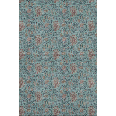Premium Machine Washable Suellen Teal Rug