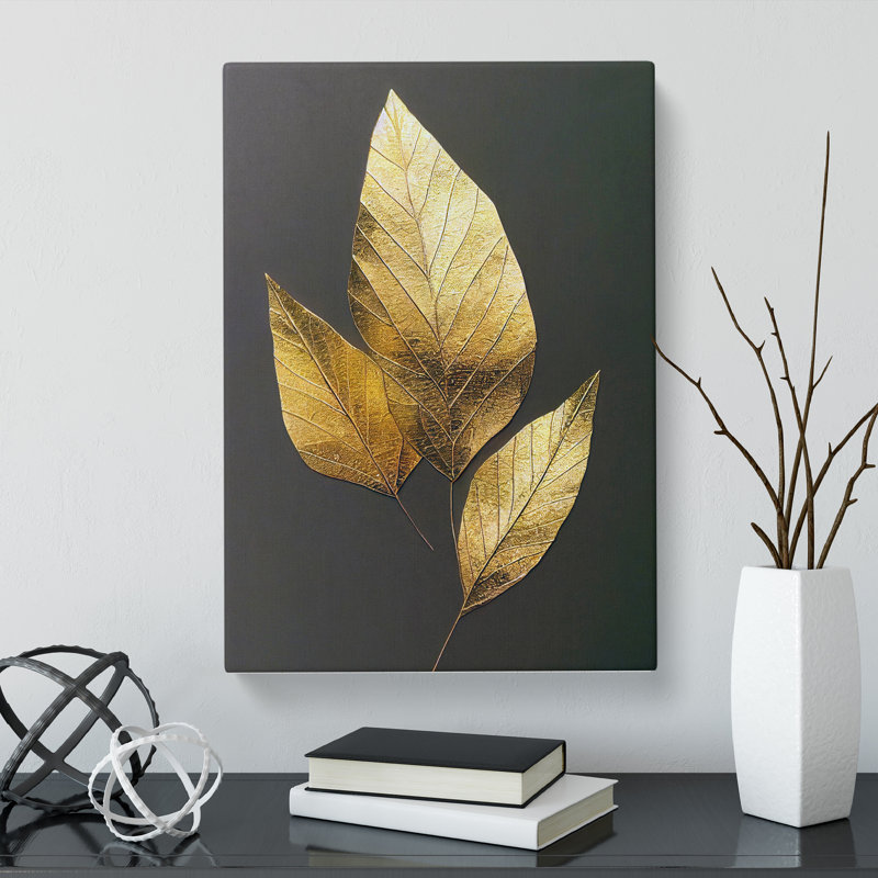 Emest Ivy Leaf Gold Vol.1 - Wrapped Canvas Print, 50cm H x 35cm W x 3cm D