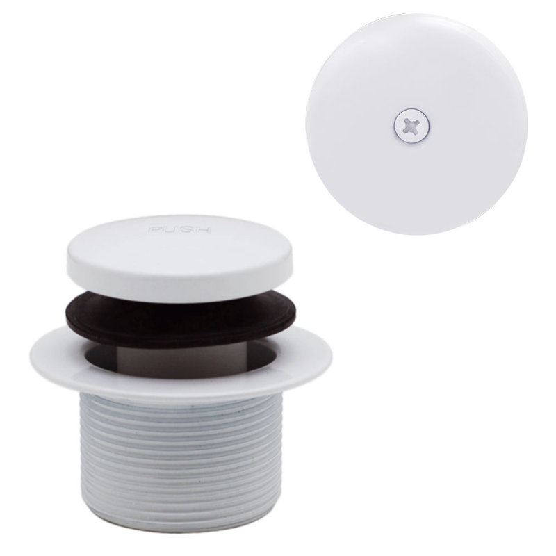 1-1/2" x 12" Sch. 40 ABS Tip-Toe Bathtub Leg Drain Assembly with One-Hole Overflow, Matte White