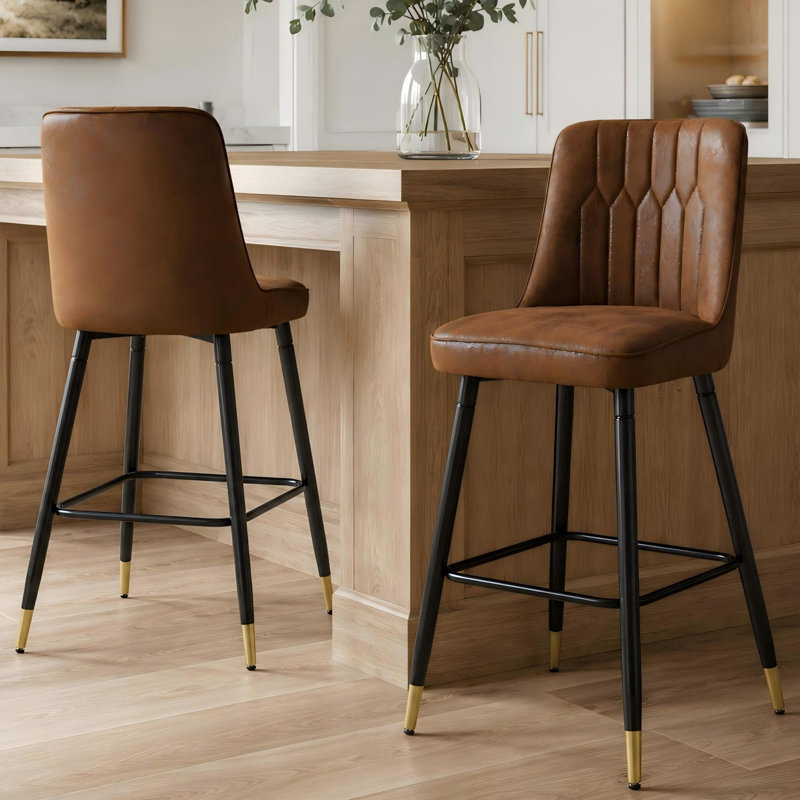 Ensemble de tabourets de bar de 68,5 cm (27 po) de hauteur comptoir, tabourets de bar en suède avec dossier pour îlot de cuisine