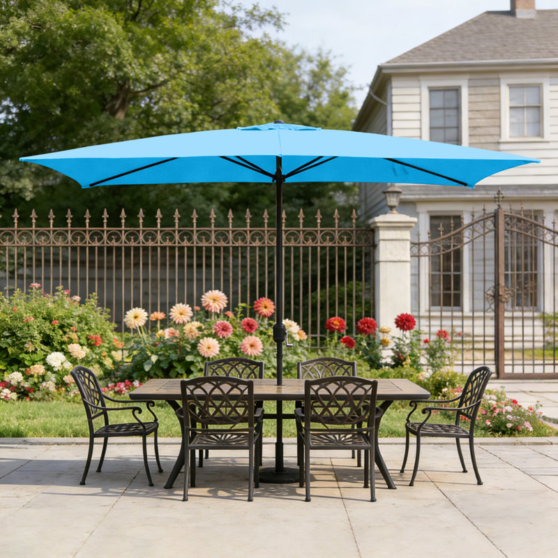 Bradford 120'' x 78'' Rectangular Market Umbrella, Aqua