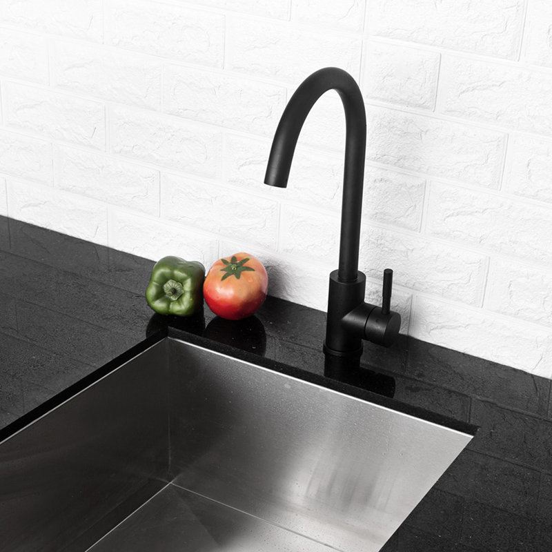 Matte Black Kitchen Sink Faucet With Single Handle - 304 Stainless Steel Construction, 360 Rotatable Spout, Rust And Corrosion , Easy Daily Cleaning, Simple Installation, 1.75 Gpm Max Flow, Includes