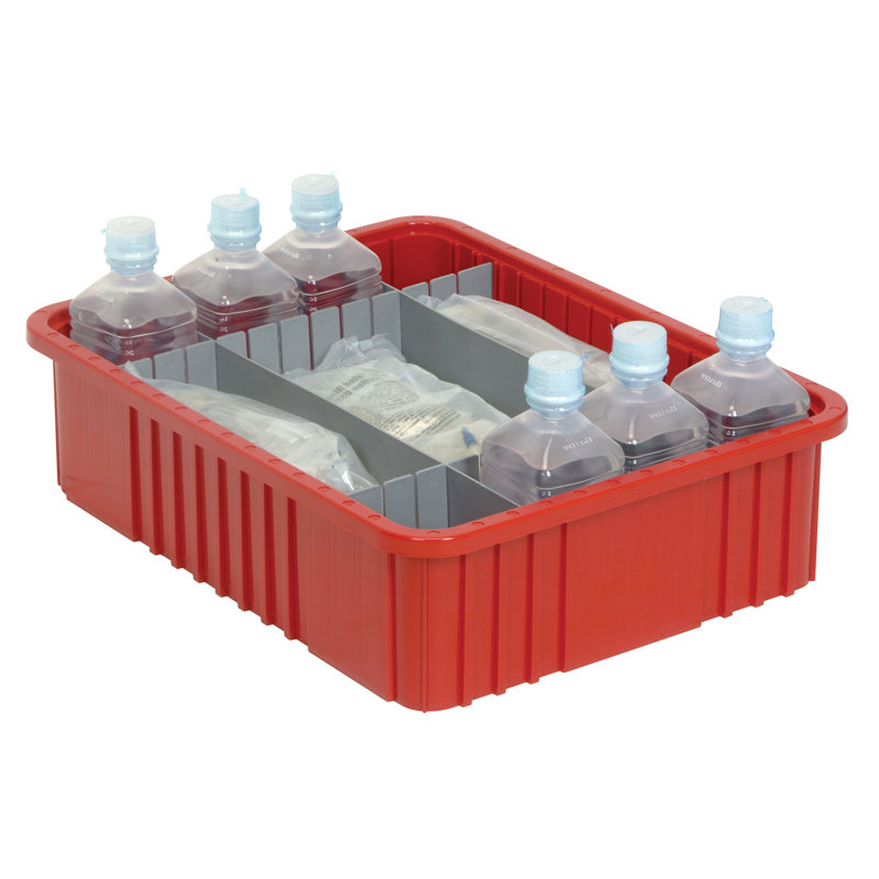 Contenant à grille divisable, L 22-1 / 2 po x l 17-1 / 2 po x H 6 po, boîte de 3, Rouge