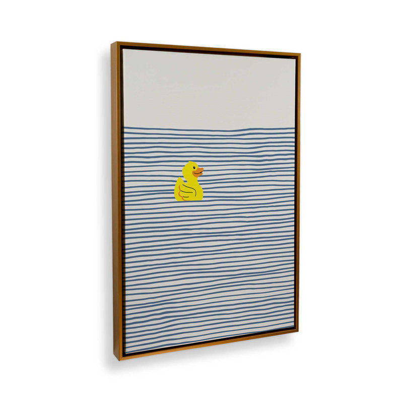 Reproduction d'art sur toile «Yellow Ducky» par Little Dean, Cadre flottant, H 16 po x l 12 po, Doré
