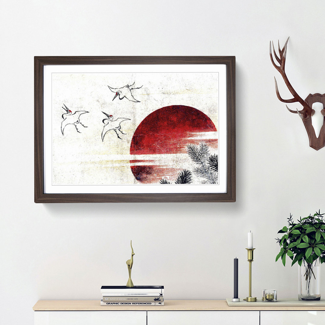 Cranes at Sunset by Katsushika Hokusai - Picture Frame Painting Print
