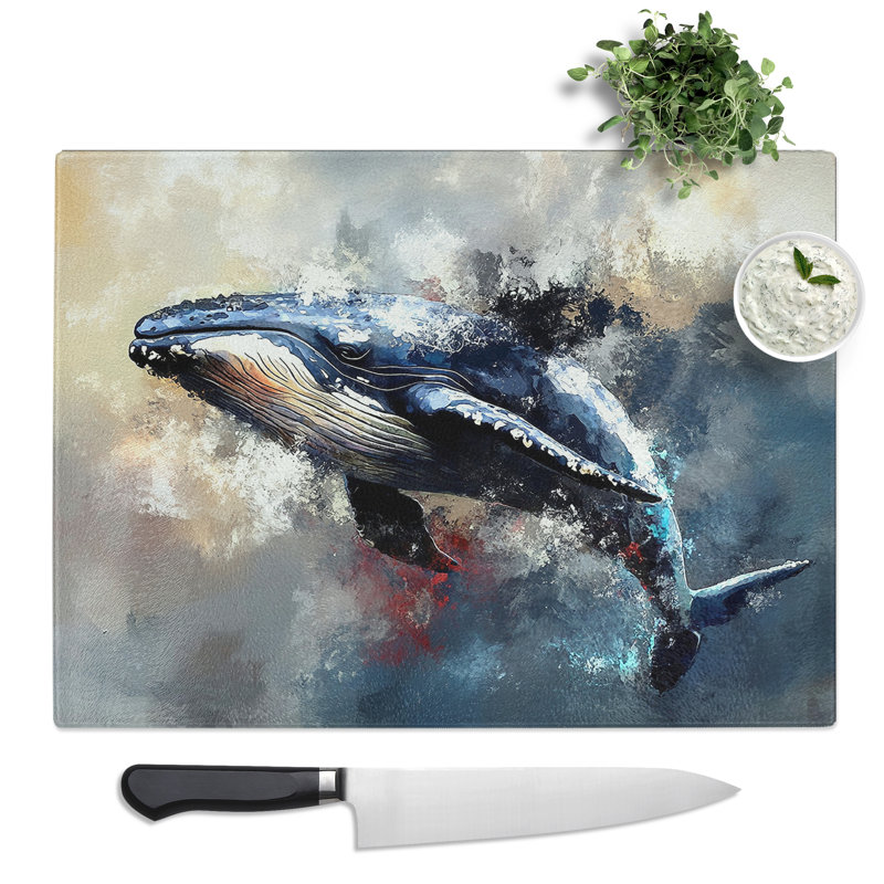 Whale Composition  Glass Chopping Board