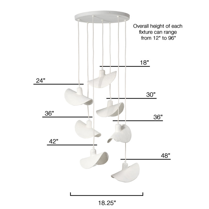 Slope Paper Mache 7-Light Chandelier, Matte White, 7-Light
