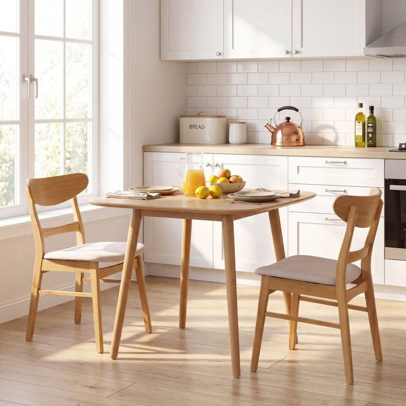 Ensemble de table de salle à manger 2 pièces Cambrielle Mid-Century, Light Ash, Light Beige/Natural