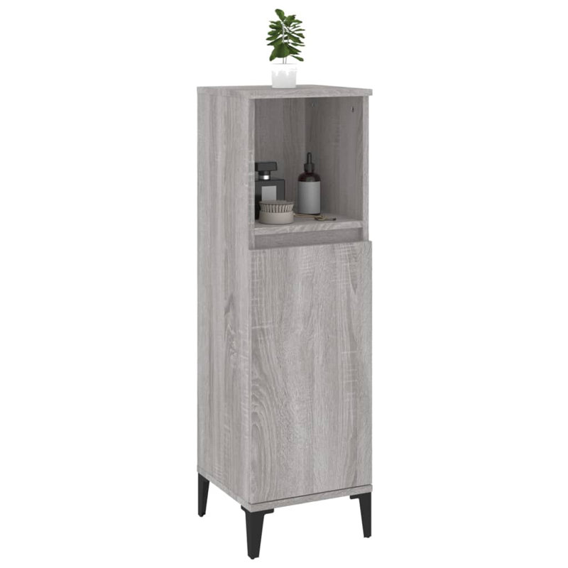 Kryslynn Linen Cabinet, Grey Sonoma/Black