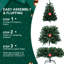 Arbre de Noël artificiel 8 pi avec branches en fil mémoire, 1430 pointes, assemblage facile pour la décoration festive intérieure 8 pieds et installation rapide-1507925045