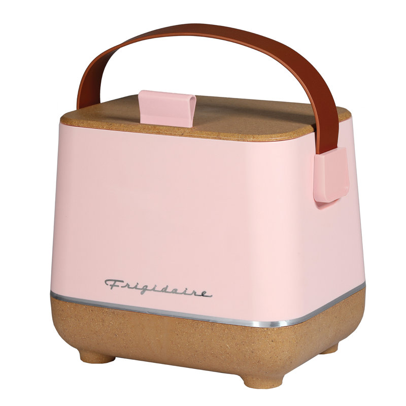 Frigidaire® Top-Opening 6-Can Beverage Insulated Fridge/Cooler, Pink With Cork Detail