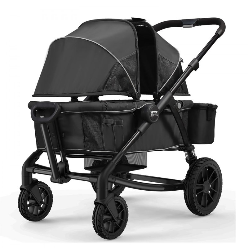 VEVOR Foldable Multi-Child Stroller with Storage, Black