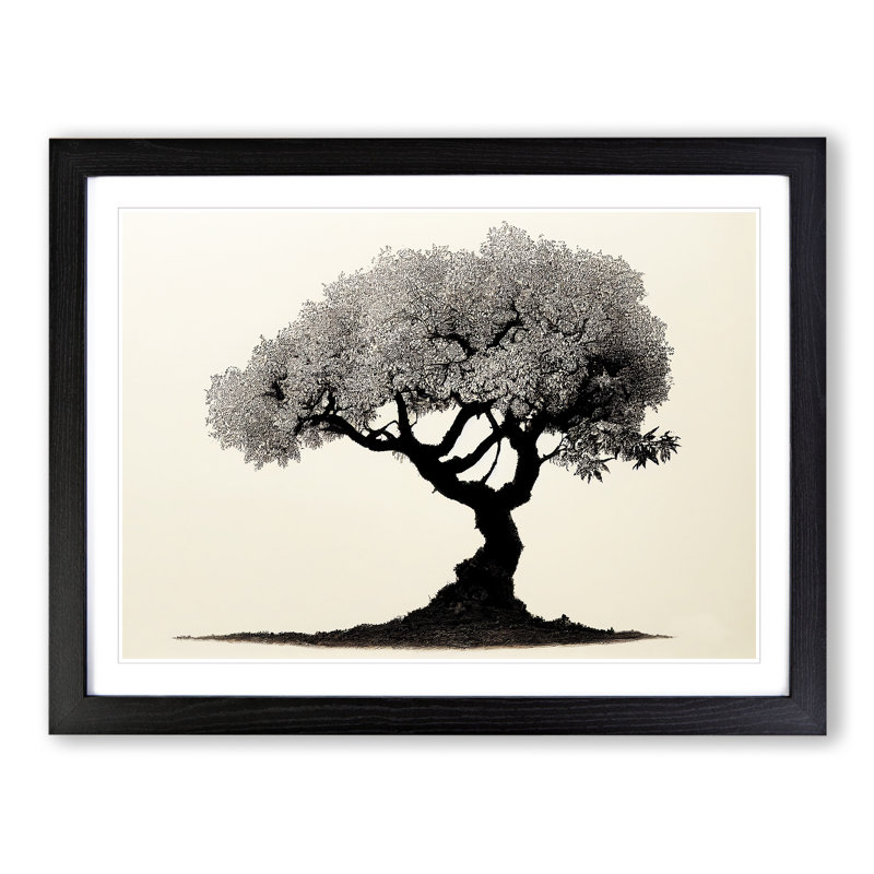 Fanciful Apple Tree - Single Picture Frame Print, 46cm H x 64cm W x 2cm D, Black