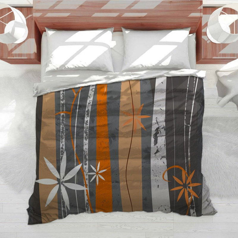 Literie en peluche à la mode, Édredon simple, Orange / Gris / Blanc