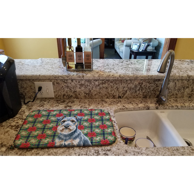 Tapis de séchage Blue Lakeland Terrier Christmas PoinsettIas