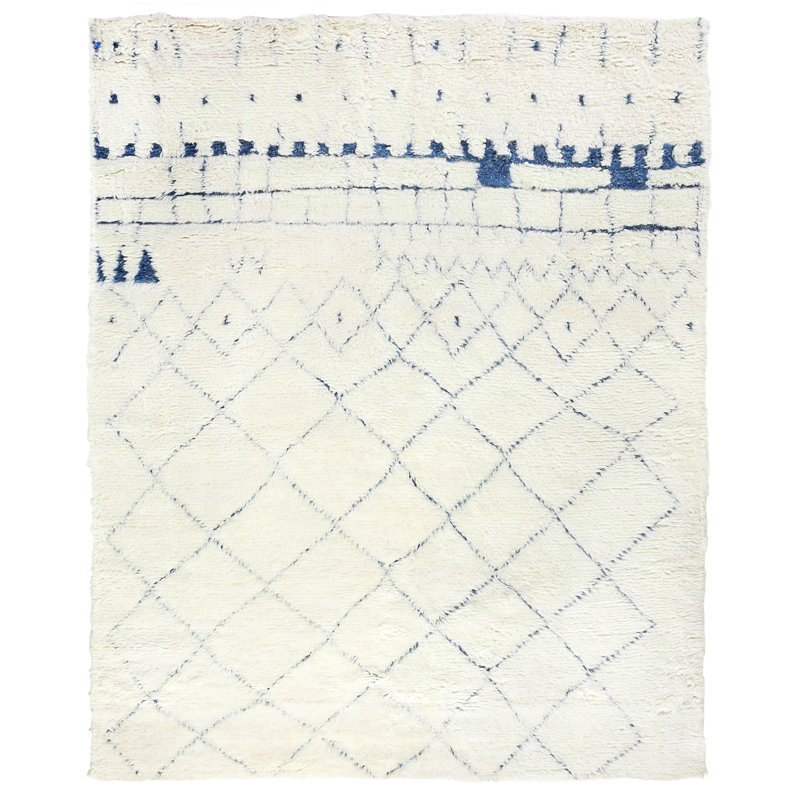 Moroccan Wool Geometric Area Rug, Rectangle 6' x 9'