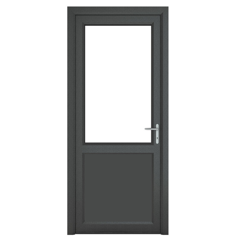 Upvc Single Door, Black/White, 209cm H x 84cm W x 7cm D