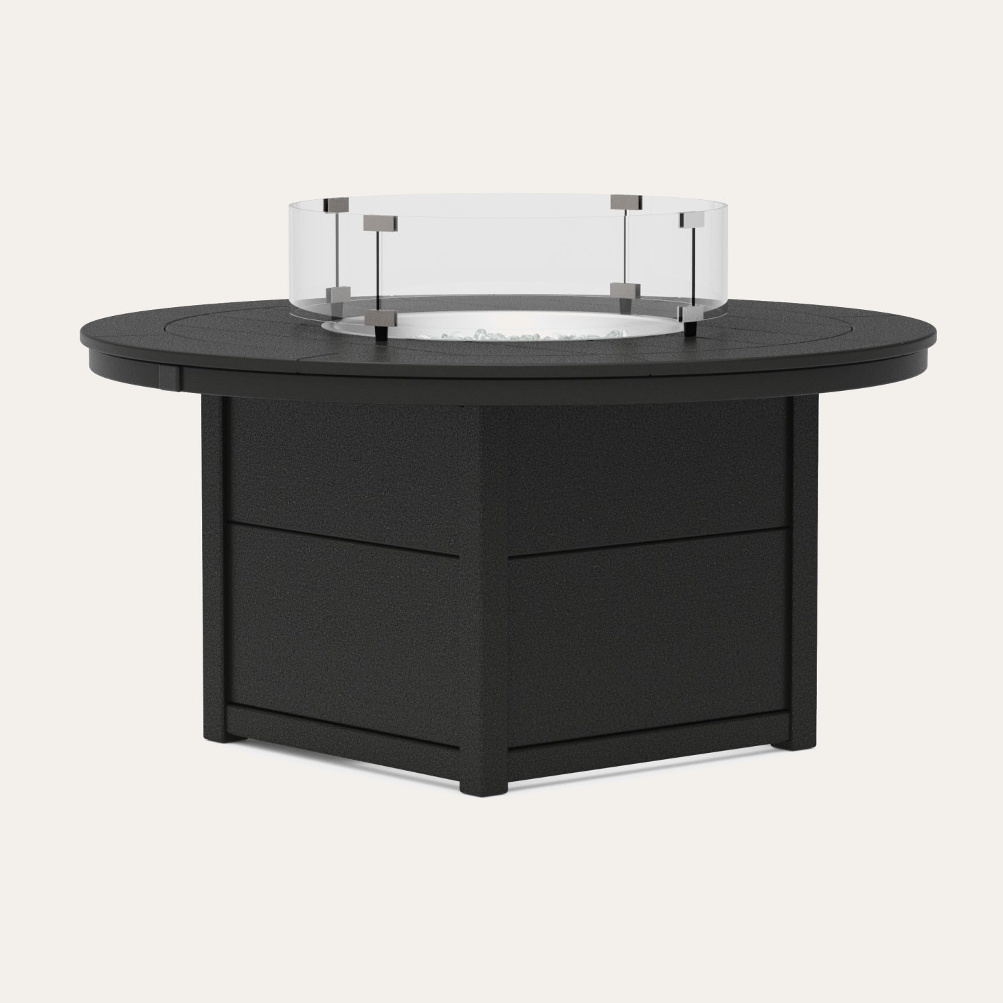 POLYWOOD® Tables Round 48" Fire Pit Table, Black