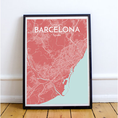Barcelona City Map - No Frame Print