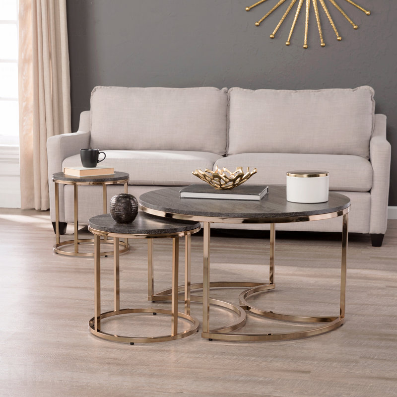 3Pc Round Nesting Coffee Tables Set