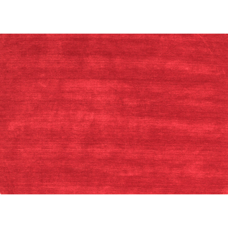 Solid Color Machine Woven Wool/Polyester Area Rug in Red, Rectangle 2' x 3'