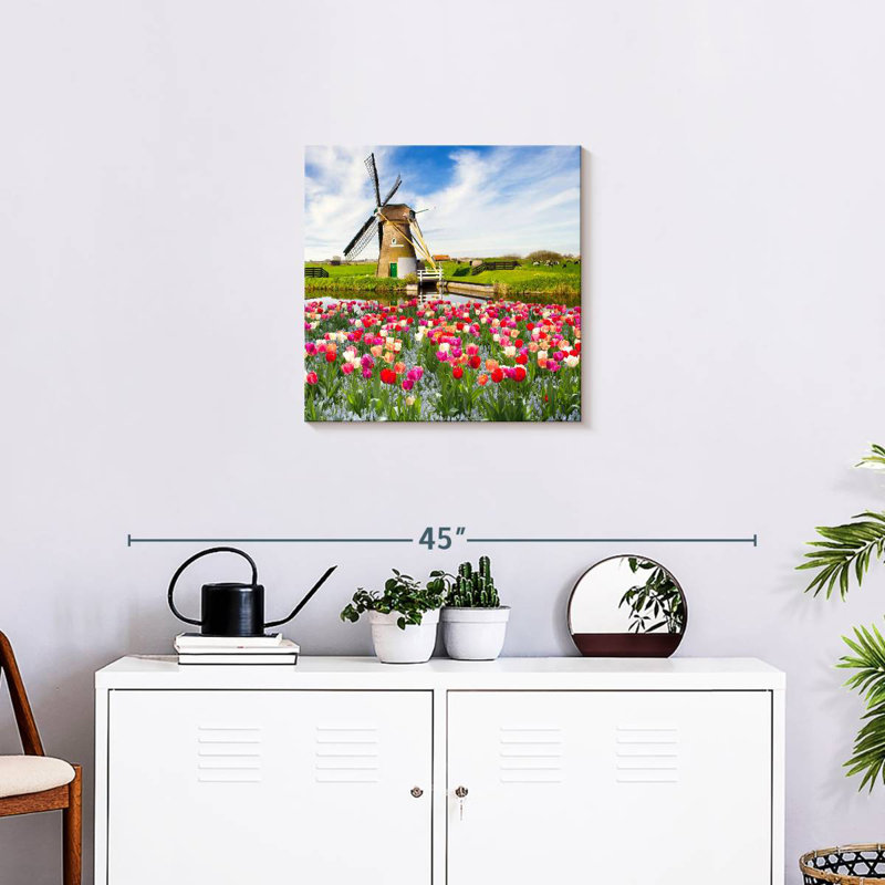 Alvord Holland Windmill And Tulips, 20" H x 20" W