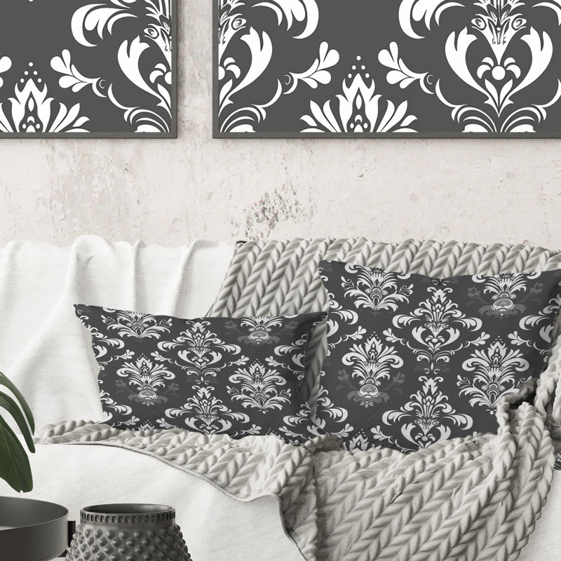 Coussin décoratif gris foncé Glamour Luxe II - transitionnel, 16"H x 16"W