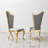 Gorgeous Streamlined High Back Dining Chair With Luxurious Grey Fabric And Durable Stainless Steel Frame, Set Of 2
