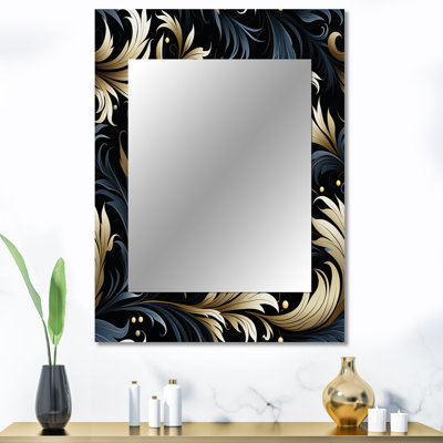 Calligraphie noire et grise Snelon s'épanouit - miroir mural damassé, miroir décoratif bohème, impression d'art en métal