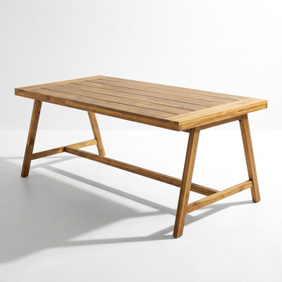 Spacious Outdoor Dining Table with Matching Benches Crafted from Solid Acacia Wood and Finished