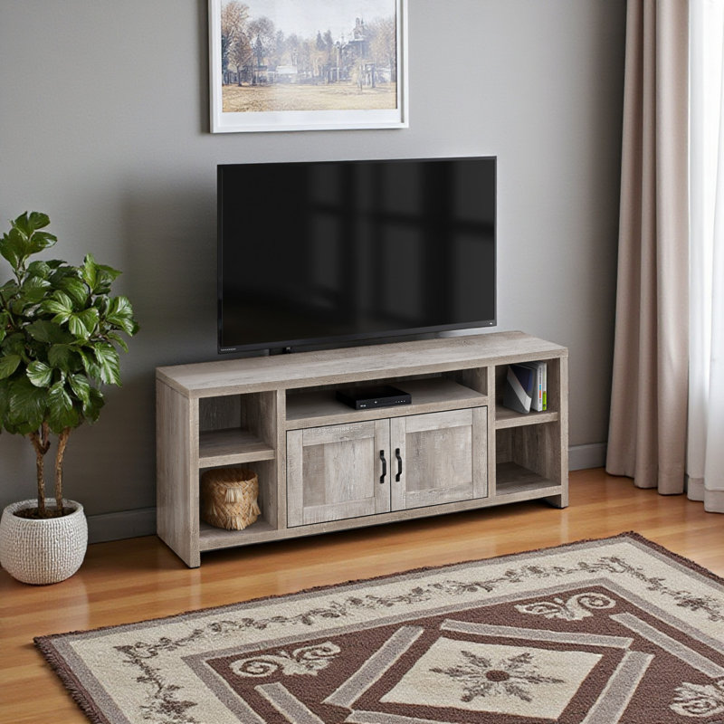 Meuble télé 60 po Thielle avec finition en bois récupéré taupe, l 58,85 po x P 15,21 po x H 23,58 po