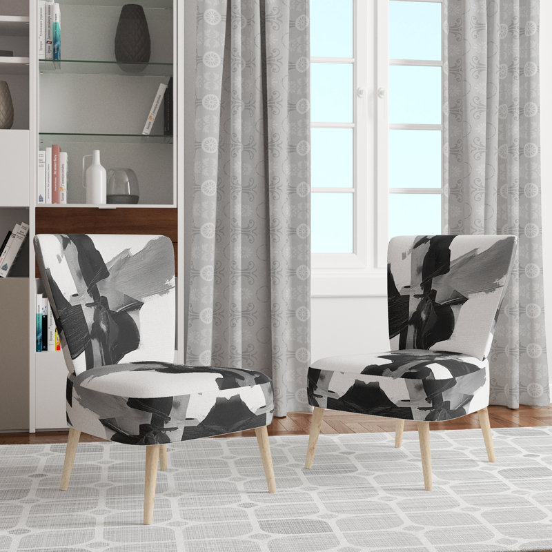 Chaise d'appoint rembourrée Geometric IV, Noir / Blanc / Gris
