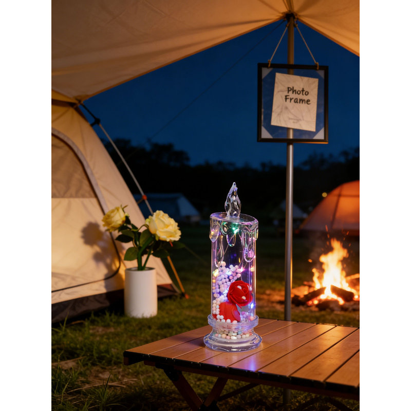 Ornement de bougie électronique de nuit veilleuse rose, A