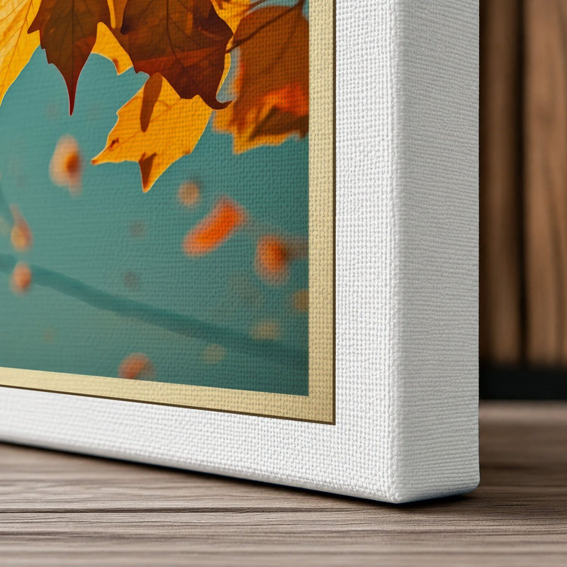 Autumn Leaves Falling Japandi - Wrapped Canvas, 36x24 - 91.4 x 61.0 cm, White Border
