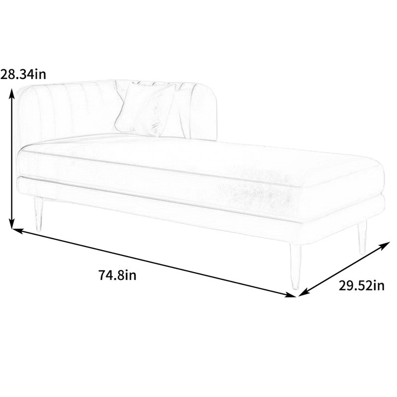 Chaise longue rembourrée Tione, Accoudoir à gauche (vu de face), Beige