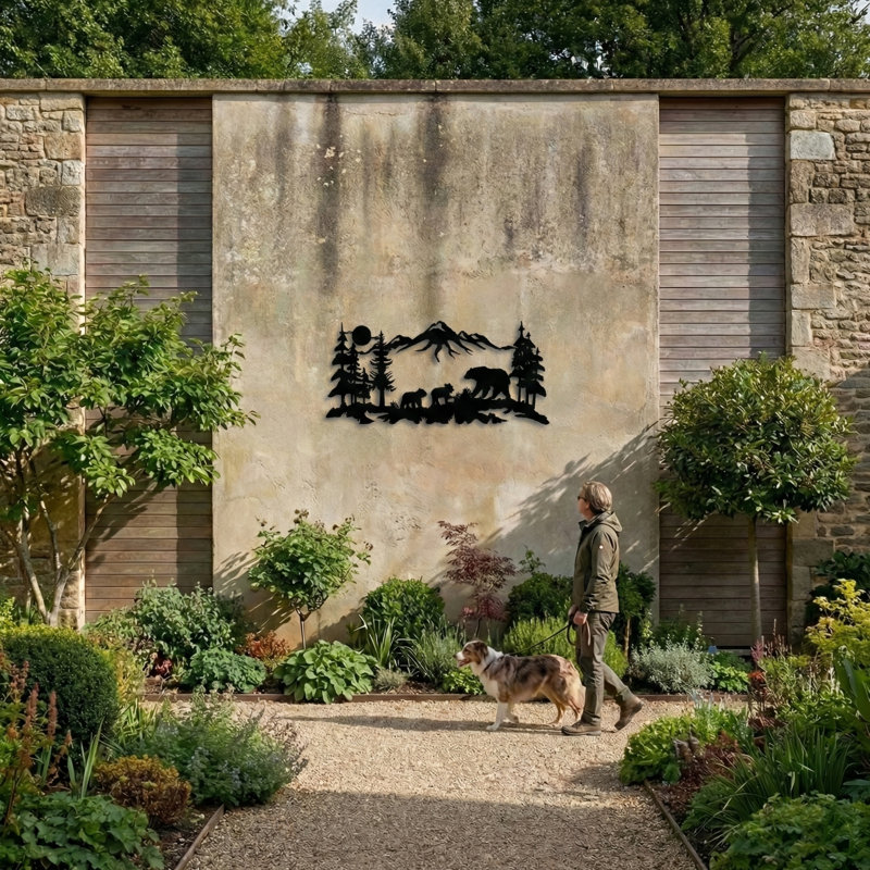Décoration murale ours, H 10 po x l 24 po x P 0,6 po