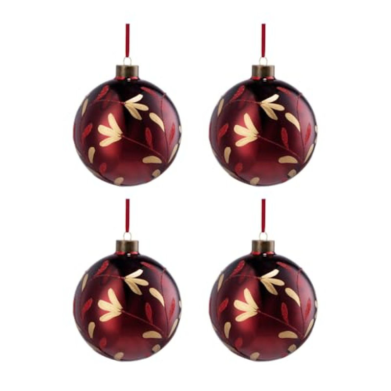 Ornements de boule de Noël D4,7 ", boules de Noël suspendues en verre pour décorations de fêtes, lot de 4, Ensemble de 4