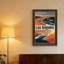 Affiche rétro Los Angeles, sable orange et vagues bleues, toile murale-81449854