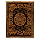 Hand Knotted Wool Area Rug in Black