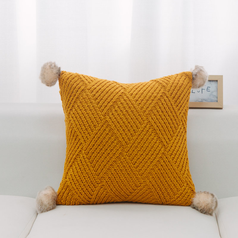 Housse de coussin carrée/insert, Mélange de duvet, Jaune vif