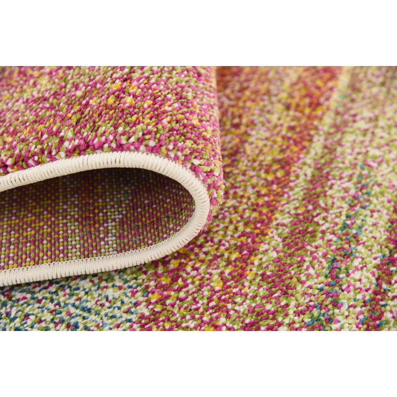 Tapis rose à motif abstrait Haelf, Rectangle 3 pi 3 po x 5 pi 3 po
