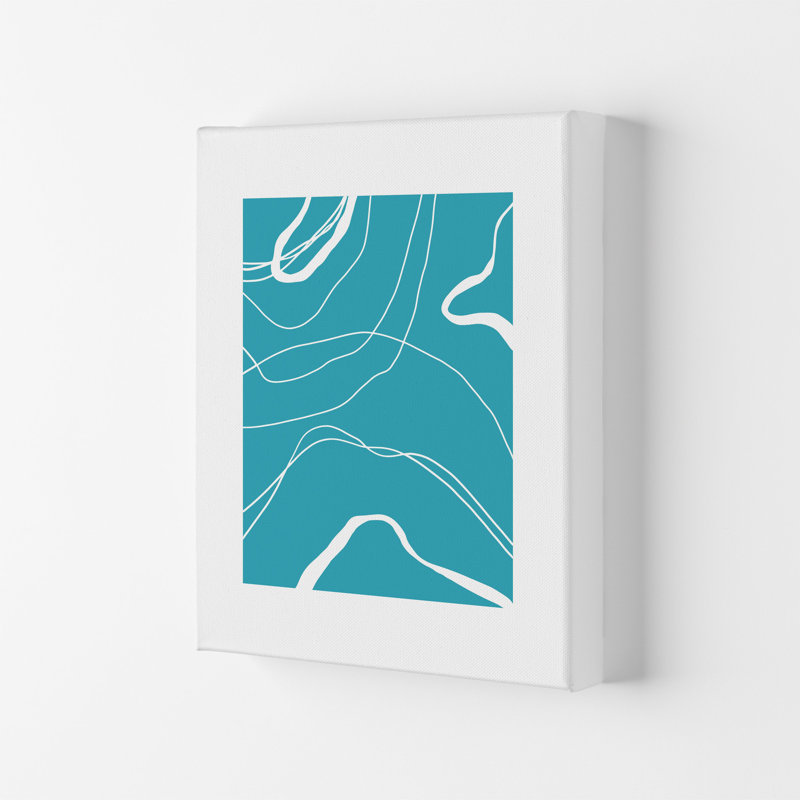 Mita Teal Swirls N13 by Pixy Paper - Print, Wrapped Canvas, 84cm H x 59.4cm W x 4cm D